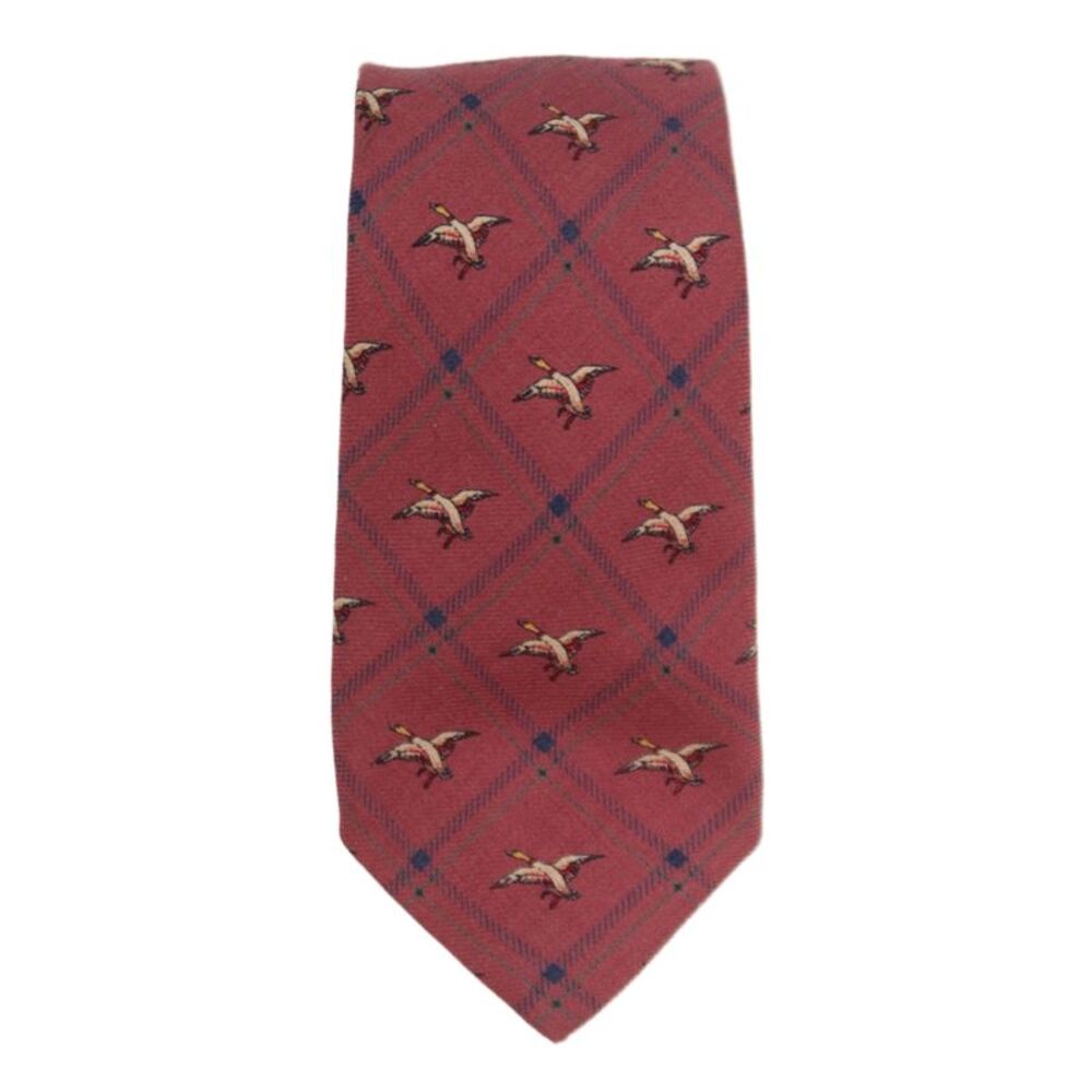 Paul Stuart Mens Silk Blend Novelty Print Classic Necktie Pink Navy Blue